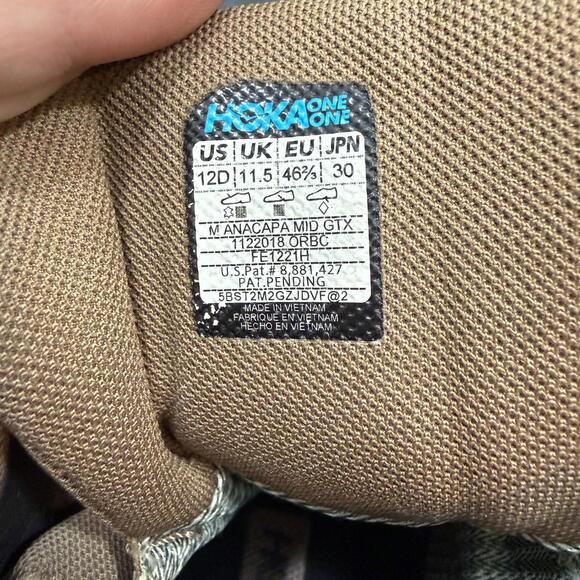 Hoka One One Men's Anacapa Mid GTX Gore-Tex Hiking Boot Shoes 12 D US Brown - Picture 9 of 15